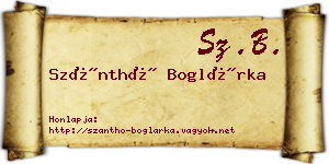 Szánthó Boglárka névjegykártya